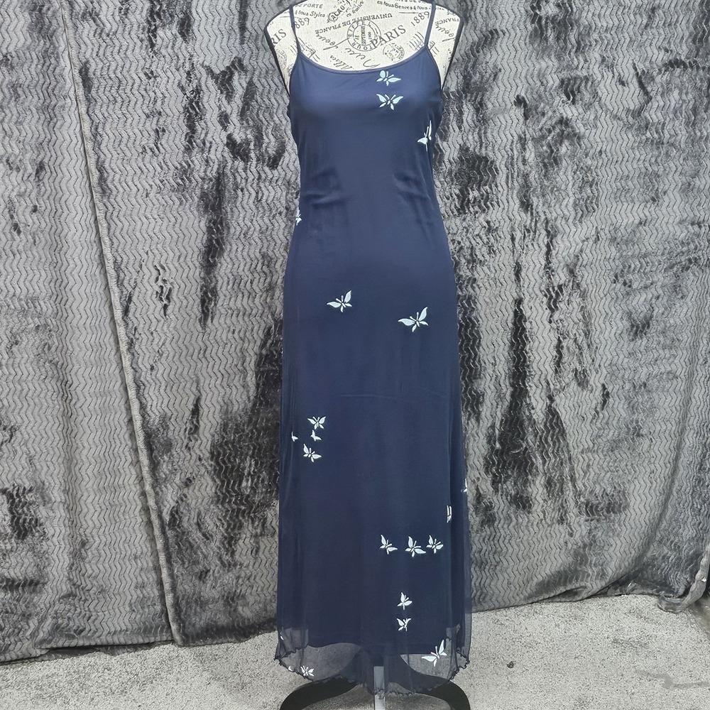 Vtg City Triangles Dress Juniors M Mesh Y2K Butterflies Fairy 90s Whimsical Prom